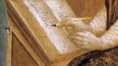 Masolino, St Jerome, Detail of Hands, 1435, Fresco Baptistery, Castiglione Olona