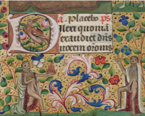 Detail, Book of hours (use of Rome). Manuscript: Italy, around 1485. MS Lat 249. Bequest of Charles Sumner, 1874.